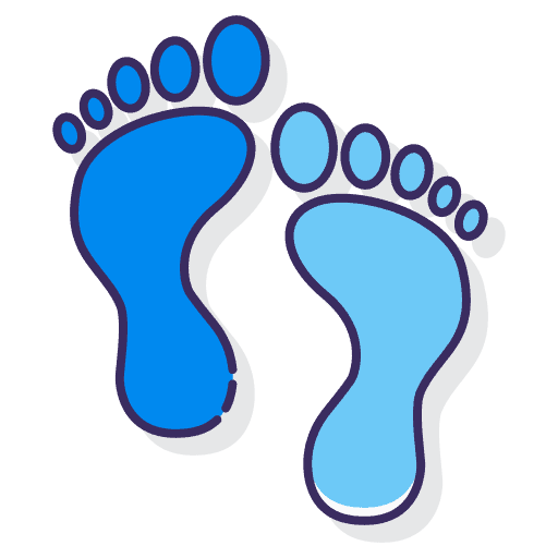 An icon of footprints to symbolize the support and journey through the embryo adoption process.